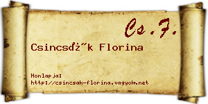 Csincsák Florina névjegykártya